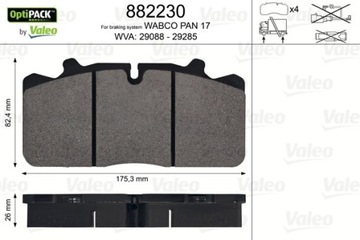 КОЛОДКИ HAM.DAF,MAN СУППОРТ WABCO DAF: 45 F/PAN17 VALEO VAL882230