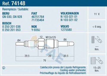 СВЕЧА НАКАЛА DOGRZEWNIE БЛОКА AUDI VW