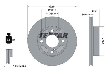 TEXTAR ДИСКИ ТОРМОЗНЫЕ ТОРМОЗНЫЕ 2 ШТУКИ. ПЕРЕД SUZUKI CELERIO 1.0 03.14-