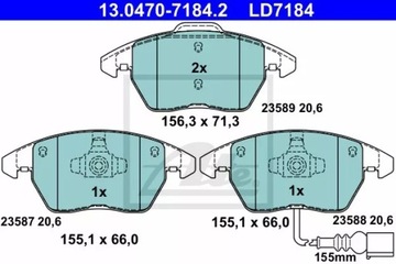 ATE 13.0470-7184.2 КОМПЛЕКТ КОЛОДОК ТОРМОЗНЫХ, ТОРМОЗА TARCZOWE