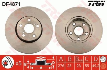 TRW DF4871 ДИСК ТОРМОЗНОЙ 276X25 V 5-OTW TOYOTA A