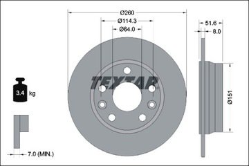 TEXTAR ДИСКИ ТОРМОЗНЫЕ ТОРМОЗНЫЕ 2 ШТУКИ. ЗАД NISSAN JUKE RENAULT CAPTUR II