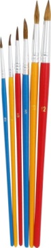 Пензлики круглі акварельні 252B 6 шт.