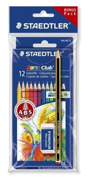 KREDKI OŁÓWKOWE 12 KOLORÓW STAEDTLER NORIS GUMKA OŁÓWEK