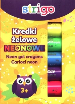 KREDKI ŻELOWE 12 KOLORÓW STRIGO NEONOWE ŚWIECOWE
