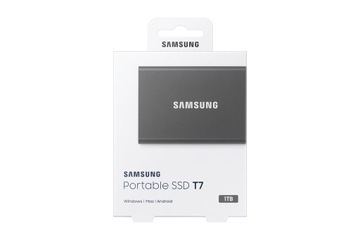 Портативный твердотельный накопитель Samsung T7 MU-PC1T/WW емкостью 1 ТБ, серый