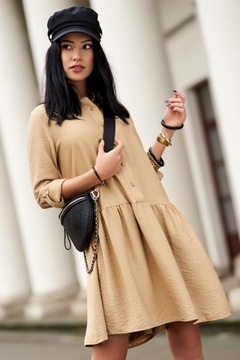 Бежевое платье оверсайз без сахара, размер L