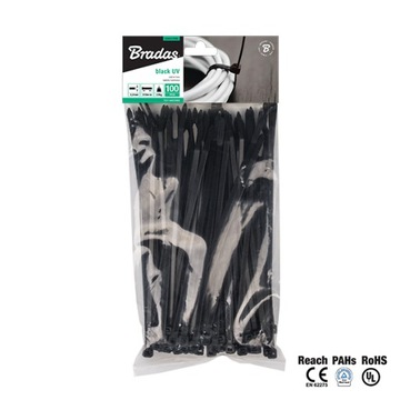 ЛЕНТА ПЛАСТИКОВАЯ BRADAS ЧЕРНАЯ 2,5х100мм 100шт TS1125100B
