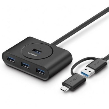 UGREEN АДАПТЕР-ХАБ С РАЗВЕТЧИКОМ USB-C, 4xUSB 3.0 5 Гб/с, PLUG&PLAY, 1 м