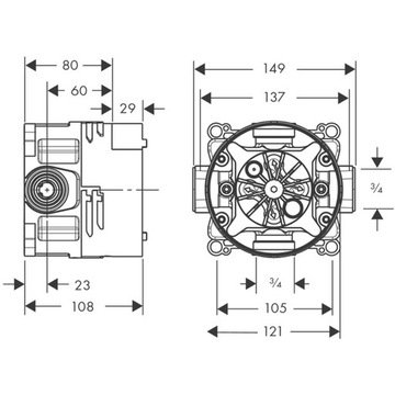 HANSGROHE ЭЛЕМЕНТ СКРЫТОГО МОНТАЖА ДЛЯ ОБОРУДОВАНИЯ 01800180