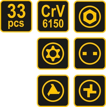 НАСАДКИ ДЛЯ ОТВЕРТОК VOREL, 33ШТ, СЕРВИС