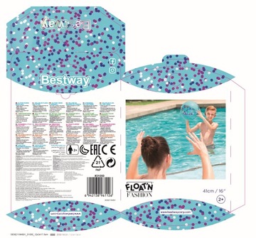 Большой НАДУВНОЙ ПЛЯЖНЫЙ МЯЧ с блестками 41см Bestway