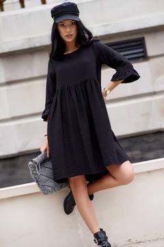 Черное платье оверсайз без сахара, размер М.