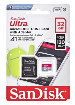 SANDISK 32 ГБ micro SD HC Class 10 ULTRA 120 МБ/с A1