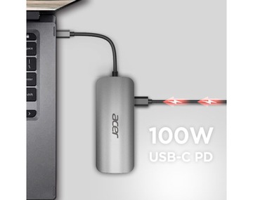 Концентратор USB-C 7 в 1 ACER METAL 3xUSB HDMI USB-C SD