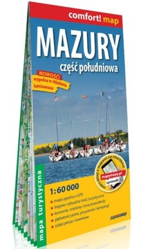 Mazury Część południowa laminowana mapa turystyczn