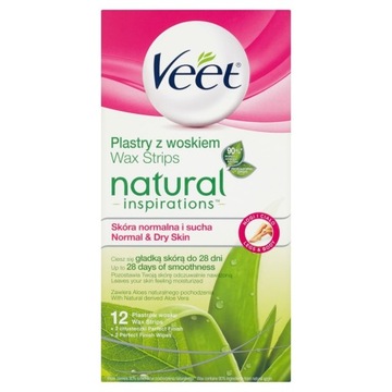 Plastry VEET PROFESSIONAL Wosk Depilacja Nogi Ciało 12 szt. Skóra Normalna