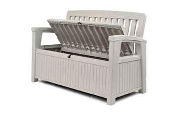 Белая садовая скамейка 2в1.