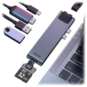 Адаптер Baseus для MacBook 7in1 USB-C, серый