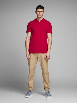 Koszulka polo JackJones JJEBASIC czerwony rXS