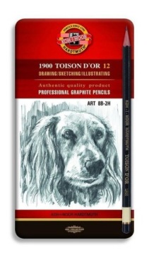 Набір 12 олівців 1900 Toison 8B для 2H в скриньці