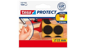 Podkładki filcowe krzesła stół białe 57893 Tesa 22mm 12 sztuk