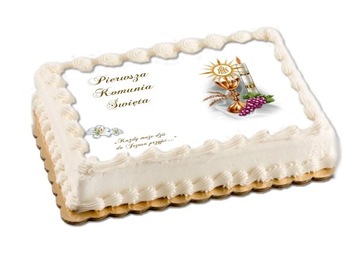 Opłatek na tort komunijny na komunię duży a4 napis