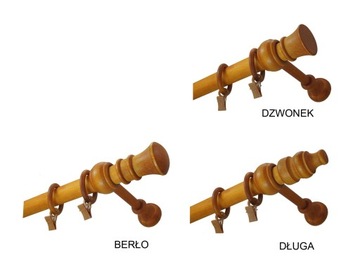 Деревянный карниз fi 28 3,0 м, одинарный, 300 см