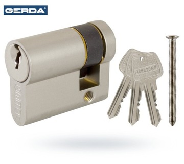 Вставка GERDA 30/10 никелевая, полуцилиндр для ворот с 3 ключами