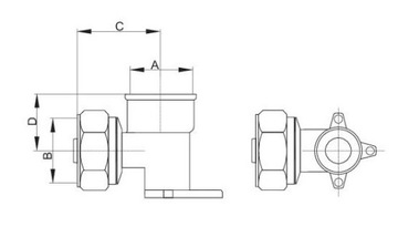 PEX - УГОЛ 16 X 1/2'' G/W С ПОДВЕСКОЙ Alupex