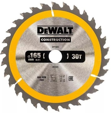 DeWALT tarcza piła do drewna 165mm 20mm 30z DT1935