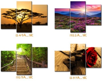 Озеро Лодки Пейзаж 90x60 Триптих КАРТИНА Природа