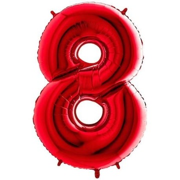 Balon foliowy cyfra 8 czerwony 85 cm HEL
