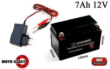 AKUMULATOR ŻEL+ ŁADOWARKA 12V 7Ah YTX7A-BS