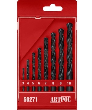 KOMPLET WIERTEŁ DO METALU 3-10mm HCS-R 8szt