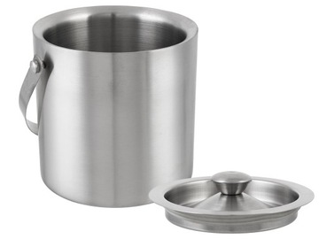 WIADERKO DO LODU COOLER POJEMNIK Z POKRYWKĄ na lód KOSTKI 1,5L STALOWE