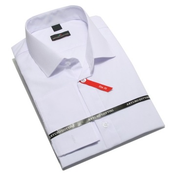 KOSZULA BIAŁA GŁADKA SPINKA/GUZIK 39 188/194 SLIM