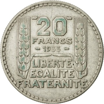 Монета, Франция, Турин, 20 франков, 1933 г., Париж, EF