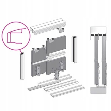 System drzwi przesuwne Bimak Super Duo Alu 1,5m/2d