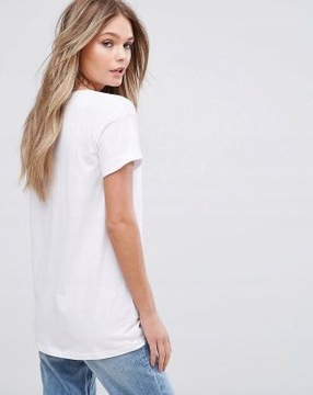 NEW LOOK T-shirt bluzka top 34 XS biały print -50%