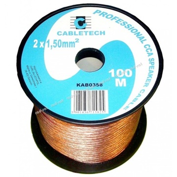 Kabel przewód głośnikowy CCA 2x1.50mm KAB0358 / 1m