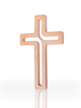 Krzyż drewniany na ścianę jasny brąz 24,5 cm JB 1