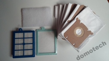 10X WOREK ELECTROLUX PHILIPS + FILTR HEPA + FILTRY WLOTOWE W-w