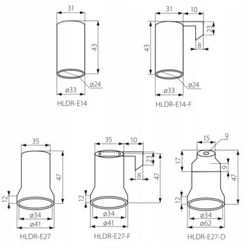 HLDR - КЕРАМИЧЕСКАЯ ЛАМПА E27 С МОНТАЖНОЙ ПЛАСТИНОЙ