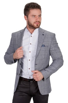 Marynarka męska szara krata 3631 fashionmen2 r. 54 xl