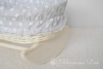 КОМПЛЕКТ ПРЕМИУМ БЕЛАЯ КОЛЯСКА + ЛЮЛЬКА, СЕРЫЙ В горошек