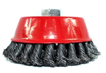 SZCZOTKA DRUCIANA 125mm M14 DRUT STALOWY SKRĘCANY