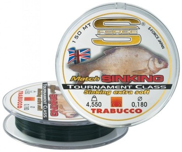 TRABUCCO ŻYŁKA S-FORCE MATCH SINKING TONĄCA 0,18mm 150m 4,55kg