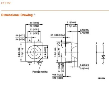 Желто-оранжевый светодиод PLCC4 2520мкд 593нм