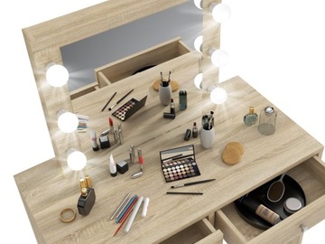 КОСМЕТИЧЕСКИЙ СТОЛИК СО СВЕТОДИОДНЫМ ЗЕРКАЛОМ MEGA 6 SONOMA